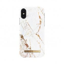 iDeal Of Sweden - Coque Rigide Fashion Carrara Gold - Couleur : Blanc - Modèle : iPhone Xs