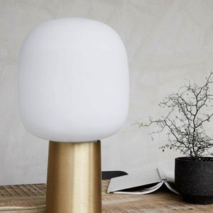 Lampe à poser rétro en laiton et verre opaque blanc House Doctor