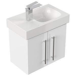 Meuble SDB avec vasque de Geberit Icon XS 53 cm modèle gauche blanc brillant