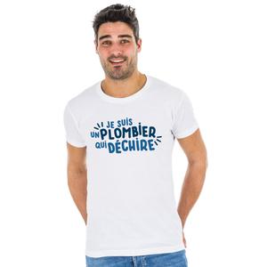 T-shirt Homme - Je Suis Un Plombier Qui Déchire - Blanc - Taille XXL