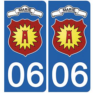 2 stickers pour plaque d'immatriculation Auto, 06, Marie sur Tinée