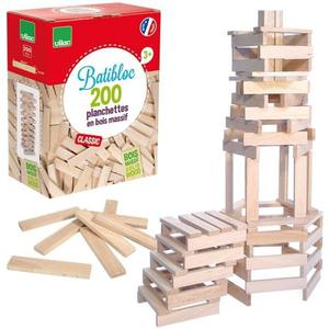 Jeu de construction Batibloc 200 planchettes bois naturel Vilac -