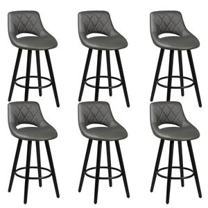 Niels - lot de 6 tabourets gris et noirs