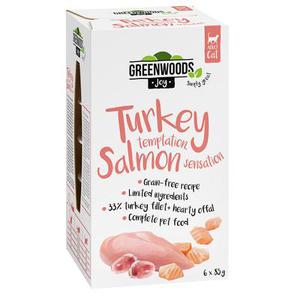 Lot Greenwoods Joy 12 x 85 g pour chat - filet de dinde, saumon
