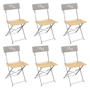 MALAM - Lot de 6 Chaises Pliantes Taupe Motif Bella Vita