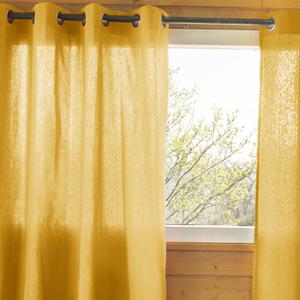 SOPHIE - Rideau 140x260cm Coton Coloris Safran Œillets Inox