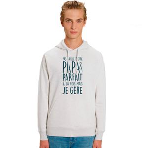 Sweat À Capuche Homme - Pas Facile D'être Papa Et Parfait À La Fois Mais Je Gère - Blanc Chine - Taille S