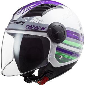 LS2 OF562 Airflow Ronnie Casque jet, blanc-pourpre, taille 2XS