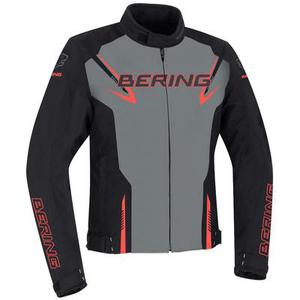 Bering Maceo Veste textile de moto, noir-gris-rouge, taille 2XL