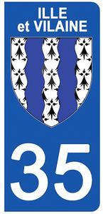 2 stickers pour plaque d'immatriculation Auto, 35 blason de l'Ille et Vilaine