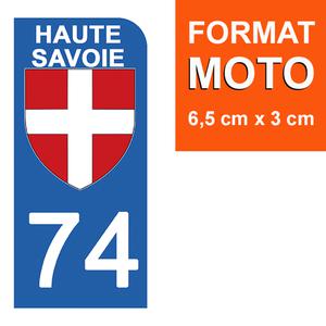 1 sticker pour plaque d'immatriculation MOTO , 74 HAUTE SAVOIE