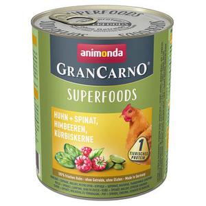 6x800g Adult Superfoods poulet, épinards, framboises, graines de potiron Animonda GranCarno
