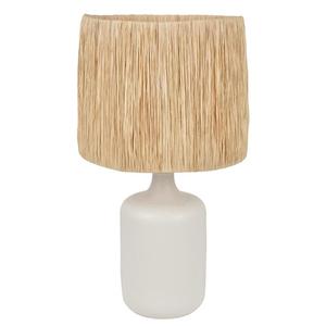 NAOUSSA-Lampe à poser Céramique/Raphia H55cm Blanc
