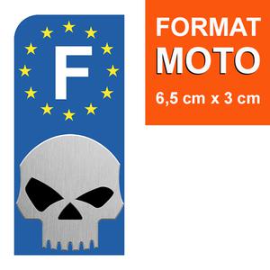2 stickers pour plaque d'immatriculation AUTO, Bleu ou Noir, EUROBAND, SKULL