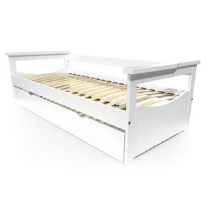 Lit Gigogne 90x200 Topaze Pin massif 90x200 Blanc