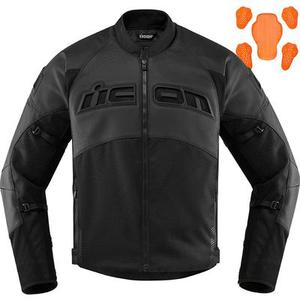 Icon Contra2 textile de moto perforé / veste en cuir, noir, taille 3XL