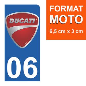 1 sticker pour plaque d'immatriculation MOTO , 06 Alpes Maritime, Ducati