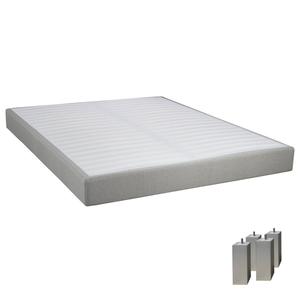 Tapikit - sommier tapissier démontable 2x20 lattes 140x190cm lin + pieds carrés argent 15cm