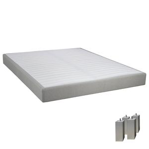 TAPIKIT - Sommier Tapissier Démontable 2x20 Lattes 140x190cm Lin + Pieds Carrés Argent 15cm