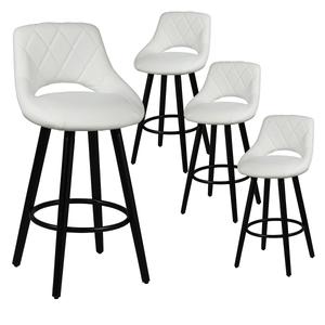 Niels - lot de 4 tabourets blancs et noirs