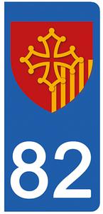 2 stickers pour plaque d'immatriculation Auto, 82 Tarn et Garonne