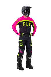 Tenue cross 2020 Fly Racing F-16 - Rose Fluo Noir Jaune Fluo