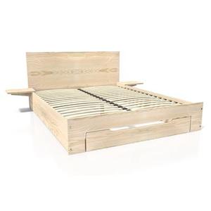 Lit 140x190 Happy 2 places bois avec tiroir et chevets amovibles 140x190 Brut