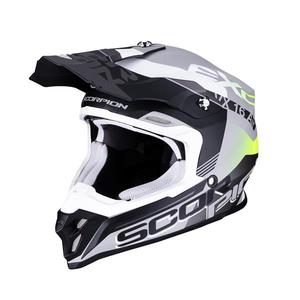 Casque cross Scorpion 2019 VX-16 Air Arhus - Noir Mat Argent Jaune Fluo 57/58 - M