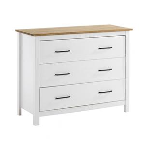 TINA - Commode 3 Tiroirs Bois Ciré coloris Blanc