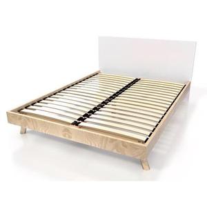 Lit scandinave viking 140x200 en bois massif - Vernis naturel/Blanc