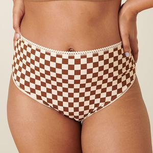 Culotte Taille Haute Coton BIO - Damier Marron