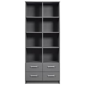 ZEINE - Etagère 8 Niches 4 Tiroirs Coloris Gris Graphite