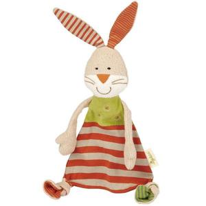 Doudou Plat Sigikid Lapin Bio Green rayé 30 cm - Doudou Bio