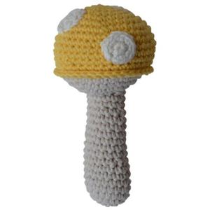 Hochet Bio en crochet Coton Bio Champignon Jaune aPunt Barcelona -