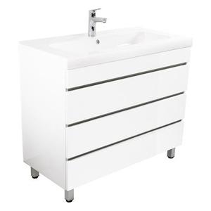 Meuble salle de bain Talis 90 blanc brillant à poser avec tiroirs sans poignées