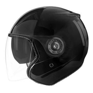 Casque jet TNT AERO DOUBLE ECRAN NOIR BRILLANT UNI (INTERIEUR NOIR)- S
