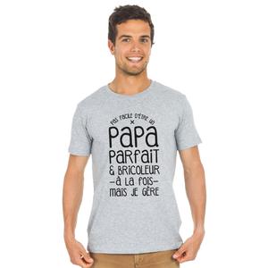 T-shirt Homme - Pas Facile D'être Un Papa Parfait & Bricoleur À La Fois Mais Je Gère - Gris Chiné - Taille XXL