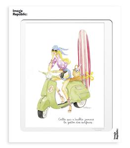 Image Republic - Affiche Isabelle Fregevu Surf 30 x 40 cm - Blanc