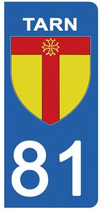 2 stickers pour plaque d'immatriculation Auto, 81 blason du Tarn