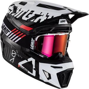 Leatt 9.5 Carbon Ghost Casque de motocross avec lunettes, noir-blanc, taille M