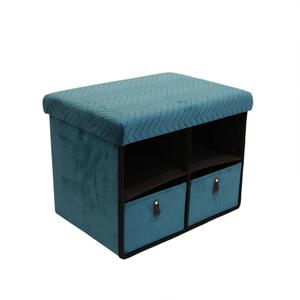 Floy - banc pliable velours bleu canard avec tiroirs