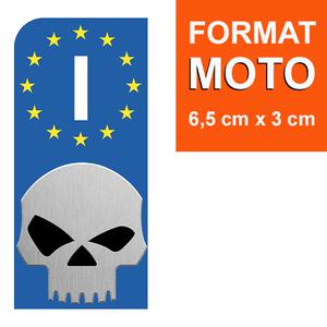 1 sticker pour plaque d'immatriculation MOTO, Italie, V-TWIN SKULL