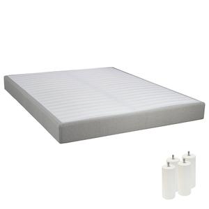 Tapikit - sommier tapissier démontable 2x20 lattes 140x190cm lin + pieds blancs 15cm