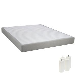 TAPIKIT - Sommier Tapissier Démontable 2x20 Lattes 140x190cm Lin + Pieds Blancs 15cm