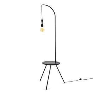 TABLE LAMP-Lampe guéridon tripode Bois/Acier H160cm Noir