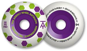 Pack de Roue pour Skateboard Tufcore 95A Agency Wheels Vert Violet 52