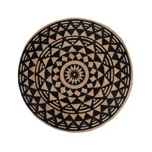 THANE - Tapis Rond Ø120cm en Jute avec Imprimés Noirs
