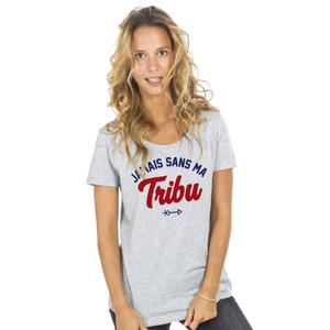 T-shirt Femme - Jamais Sans Ma Tribu - Gris Chiné - Taille XXL