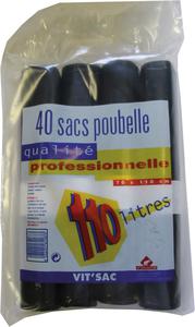 Schweitzer Sac Poubelle Schweitzer - Noir - 110 L - 40 Microns - Vendu Par 4 Rouleaux De 10 Sacs