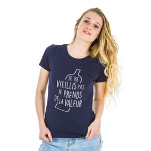 T-shirt Femme - Je Ne Vieillis Pas Je Prends De La Valeur - Navy - Taille S